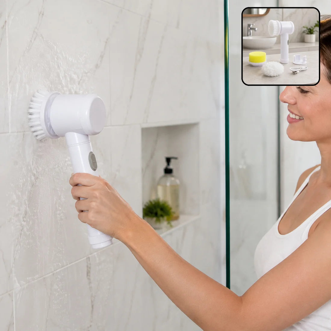 5 in 1 Electric Cleaning Brush Rechargeable Spin Scrubber for Bathroom