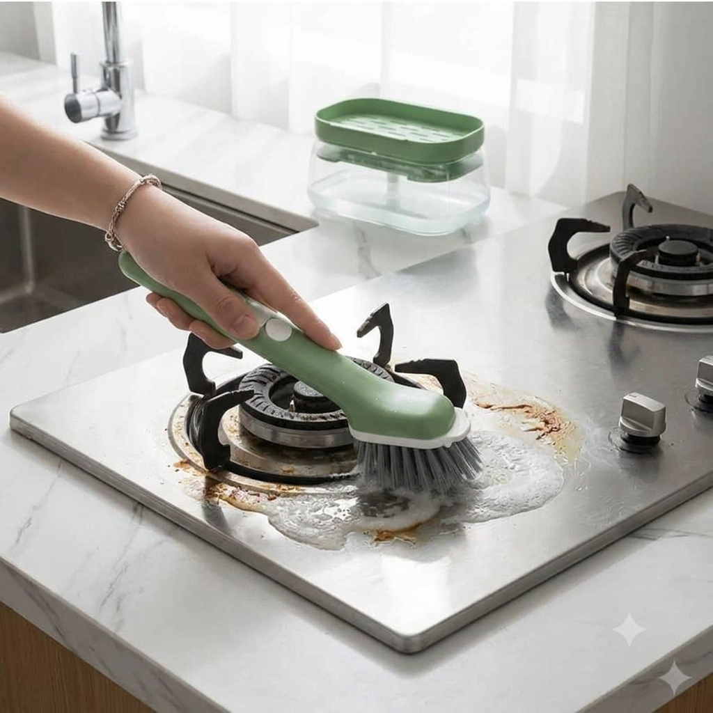 Dish Brush Set – 9 Piece Kitchen Cleaning Kit With Protective Gloves