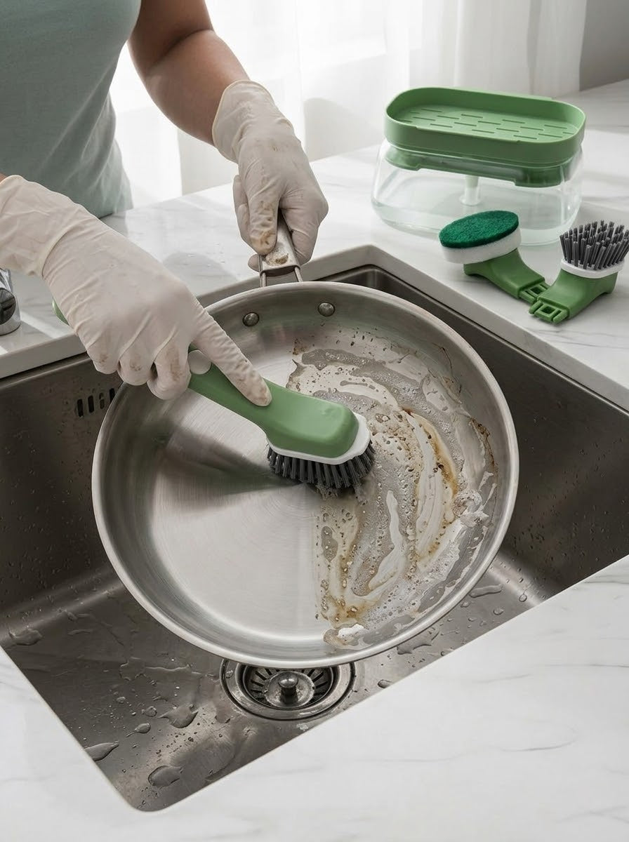 Dish Brush Set – 9 Piece Kitchen Cleaning Kit With Protective Gloves