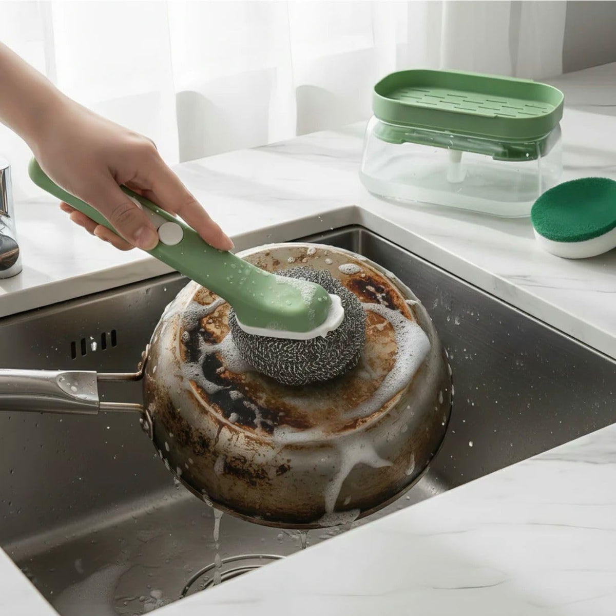 Dish Brush Set – 9 Piece Kitchen Cleaning Kit With Protective Gloves