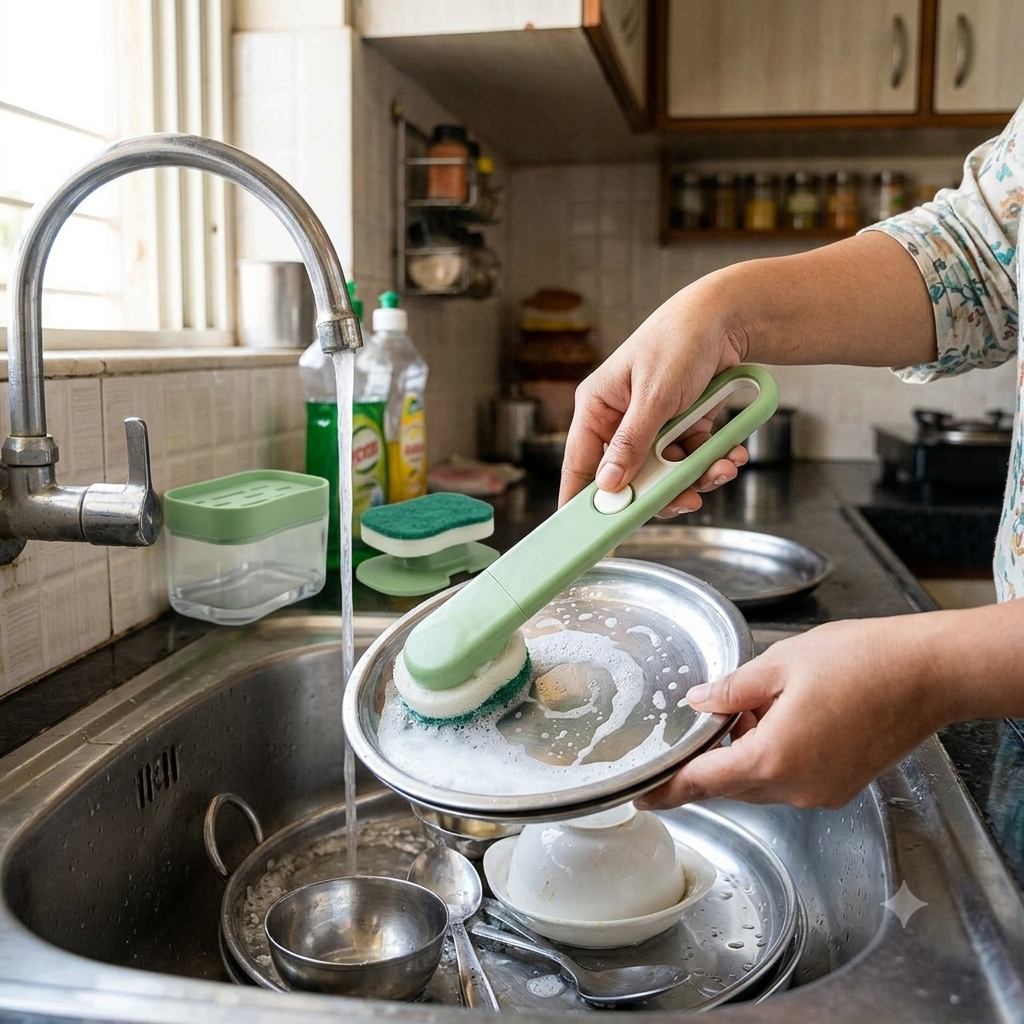 Dish Brush Set – 9 Piece Kitchen Cleaning Kit With Protective Gloves